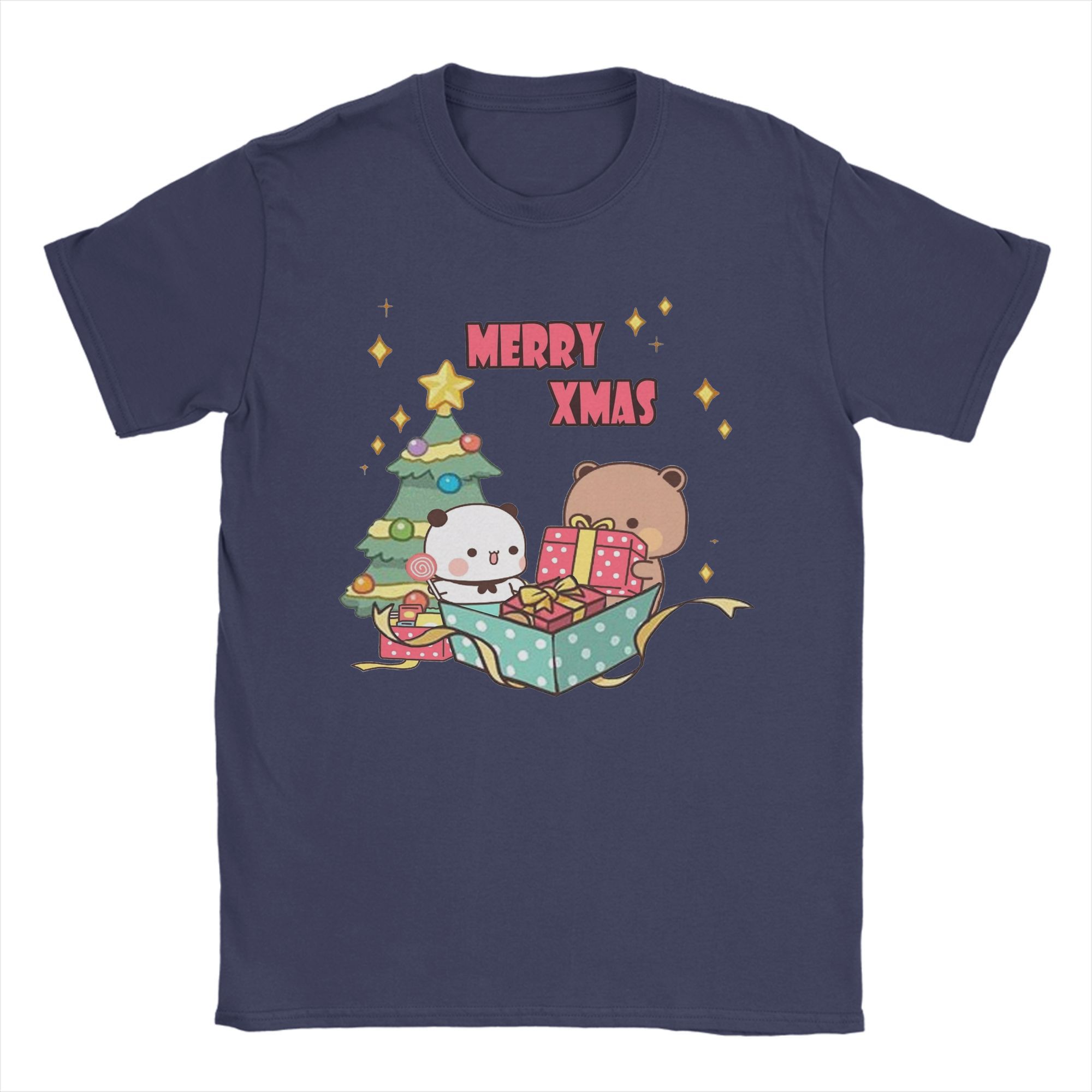 

Funny Bubu and Dudu T-Shirts Men Crewneck Pure Cotton T Shirt Merry Christmas Short Sleeve Tees Printed Tops 4XL