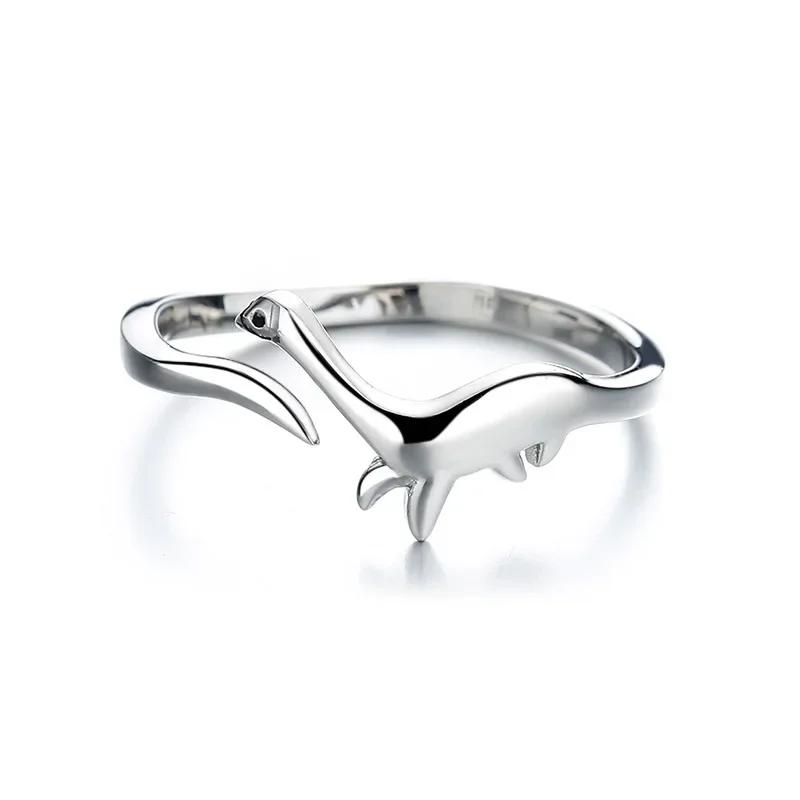 

Stainless Steel Dinosaur Rings Long-Necked Dragon Jewelry Charm Toy Animal Opening Finger Ring Cartoon Gift for Women Girls resizable