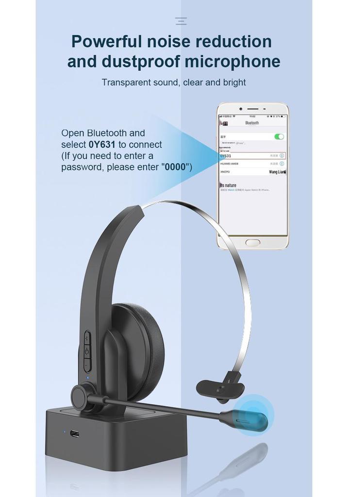 Bluetooth Wireless Headset for Customer Service, Truck Drivers, and Aviation