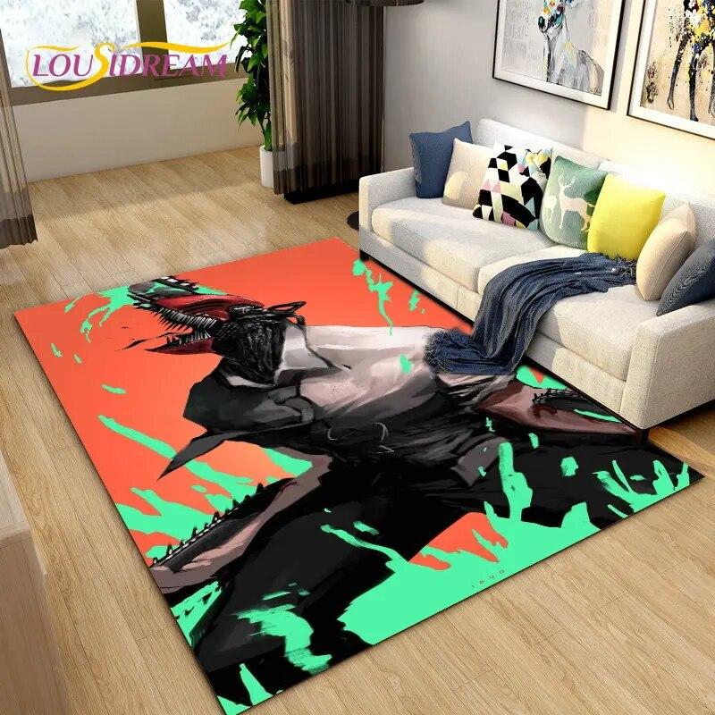 

3D Chainsaw Man Anime Denji Cartoon Area Rug, ковер для гостиной, спальни, дивана, коврика, украшения, детский нескользящий напольный коврик 40x60cm