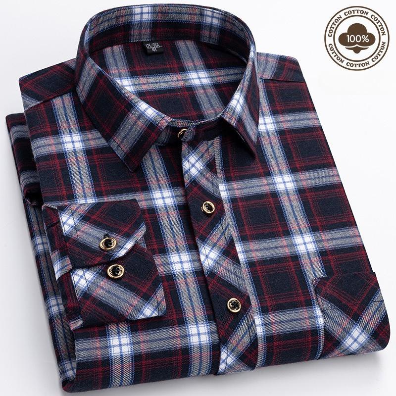 Flannel Shirt Jackets for Men Long Sleeve Regular Fit Button Down Work Shirts Outwear Men's Casual Plaid Heavyweight Cotton Shirt With Pockets