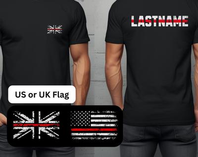 Custom Firefighter Thin Red Line Flag T-Shirt: Personalized Fireman Gift