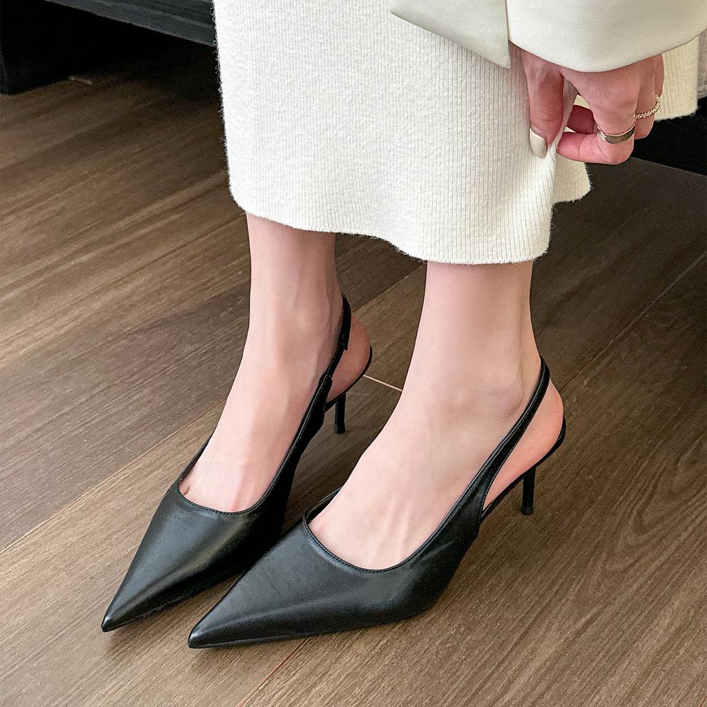 Premium white pointed high heels women's gentle temperament bag head shallow mouth empty sandals women