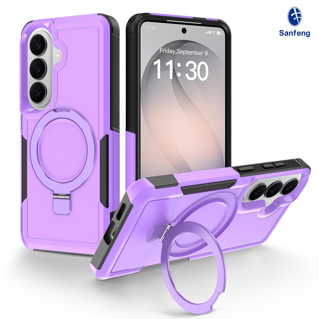 Samsung's New Model Is Suitable for S26 Rotating Bracket, Mobile Phone Case, Magnetic Suction S25 Ultra Anti-drop Three-in-one Protective Case.