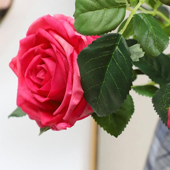 3 Branch Mini Rose Heads Artificial Flower Bouquet Faux Rose Bouquet with Stem for Wedding Party Home Office Floral Arrangement Table Decor