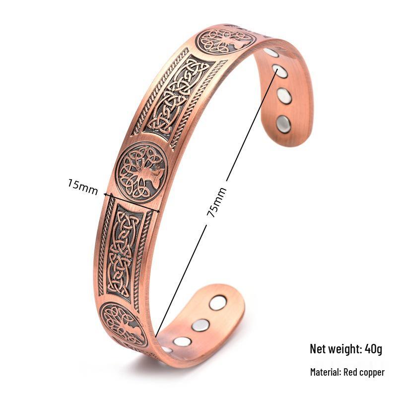 Tree of Life Pattern Magnetic Copper Bracelet In Antique Bronze