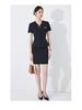 Women's Dark Blue Short-Sleeved Suit Set - Summer Professional Attire for Hotel and Jewelry Store Front Desk.