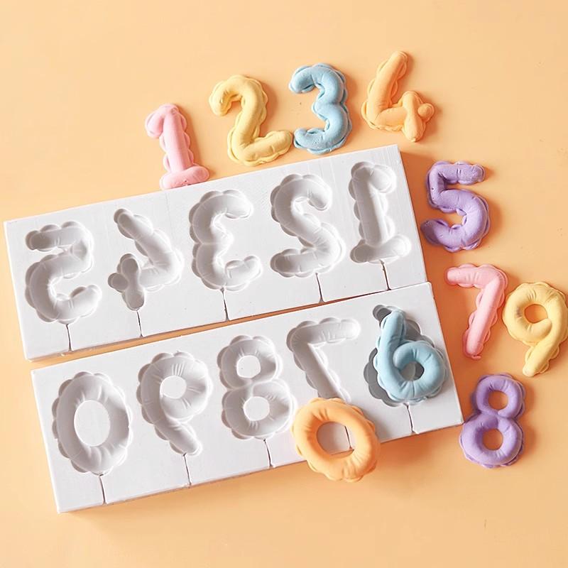Number Lollipop Silicone Sugarcraft Mold Heart Star Cloud Fondant Chocolate Molds Resin Tools Mousses Cupcake Decorating Tools