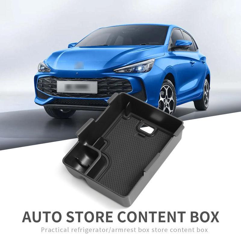 For MG3 Hybrid 2024 2025 Center Console Armrest Storage Box Interior Accessories Car Storage Box Organizer Tray ABS Black