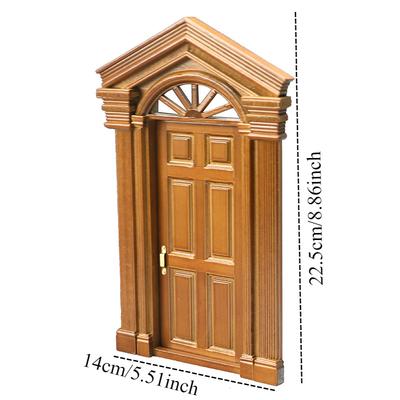 1pc Miniature Villa Door, European Antique Style, Wooden Simulation Sun Door for DIY Dollhouse Decor, Mixed Color