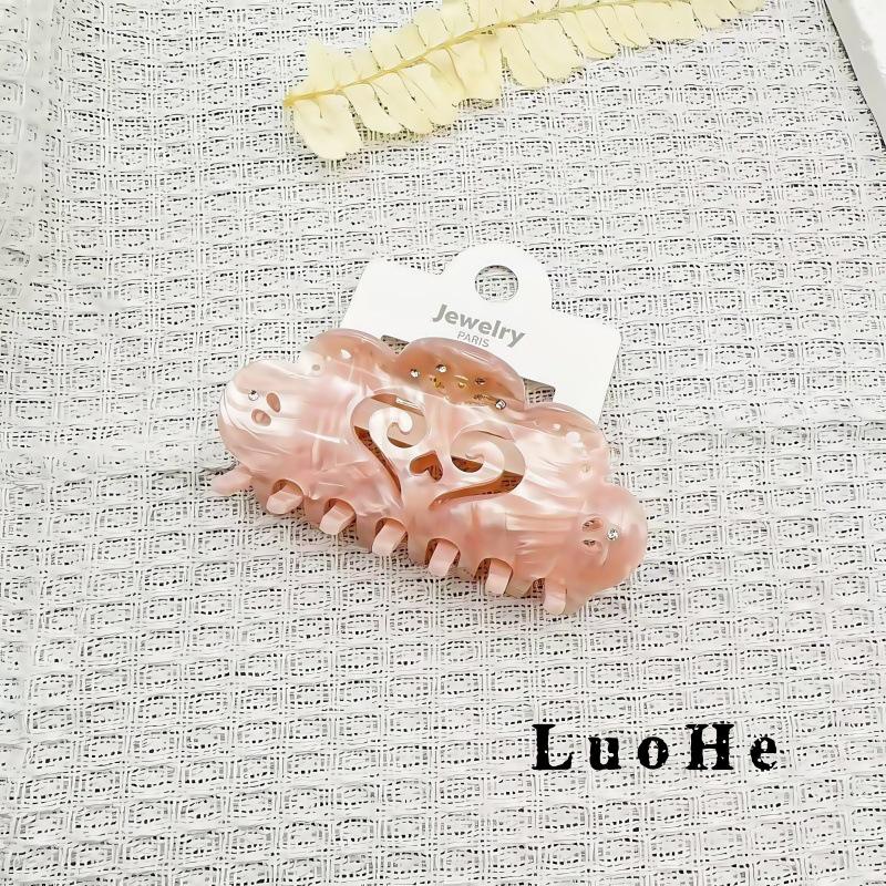 Luohe Jewelry Pink Acetate Rhinestone Shark Hair Clip - Ancient Style Women's High-End Accessory