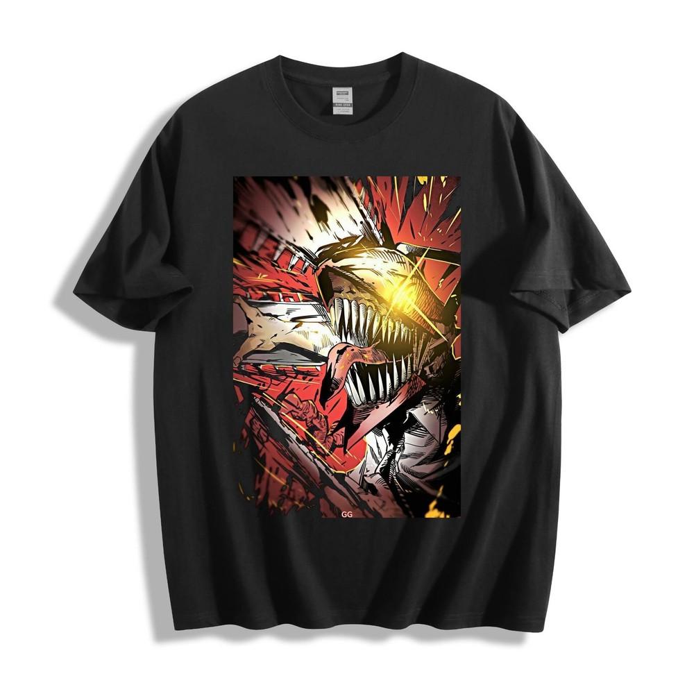 Chainsaw Man Protagonist Fiery T-Shirt - Intense Anime Unisex Tee