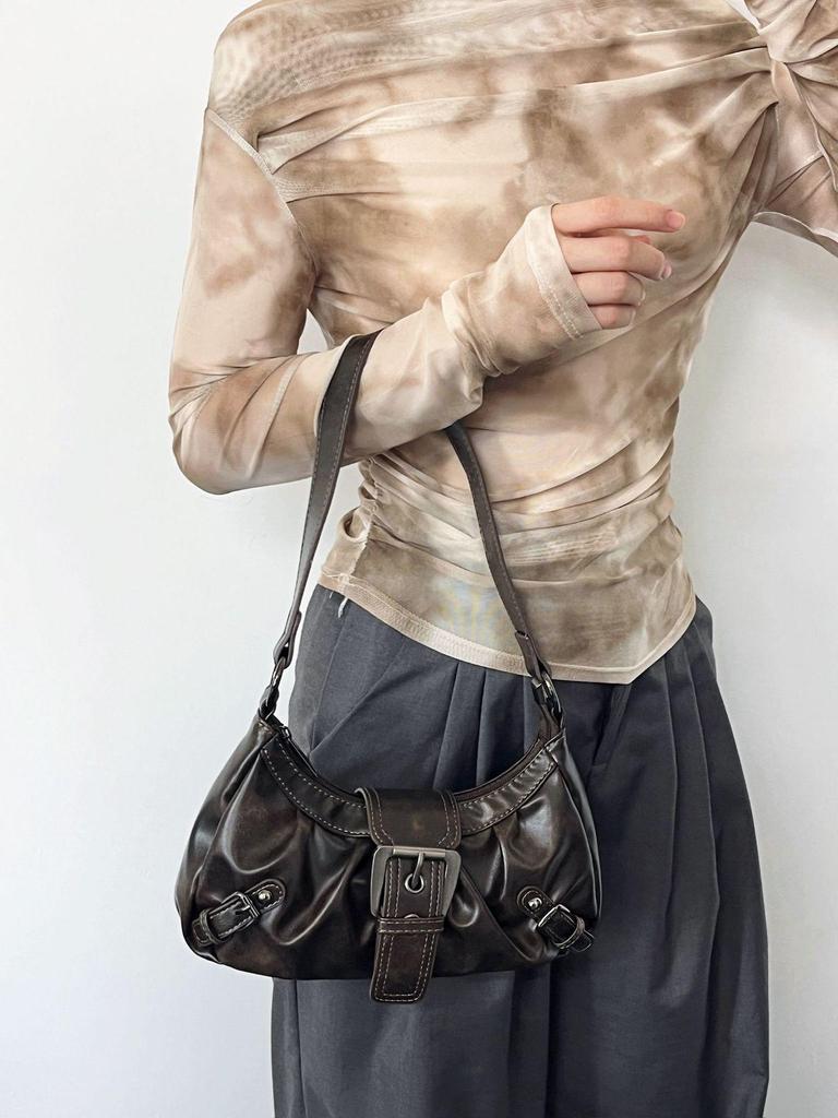 Maillard Retro Pleated Shoulder Bag - Trendy Wasteland Style for Women