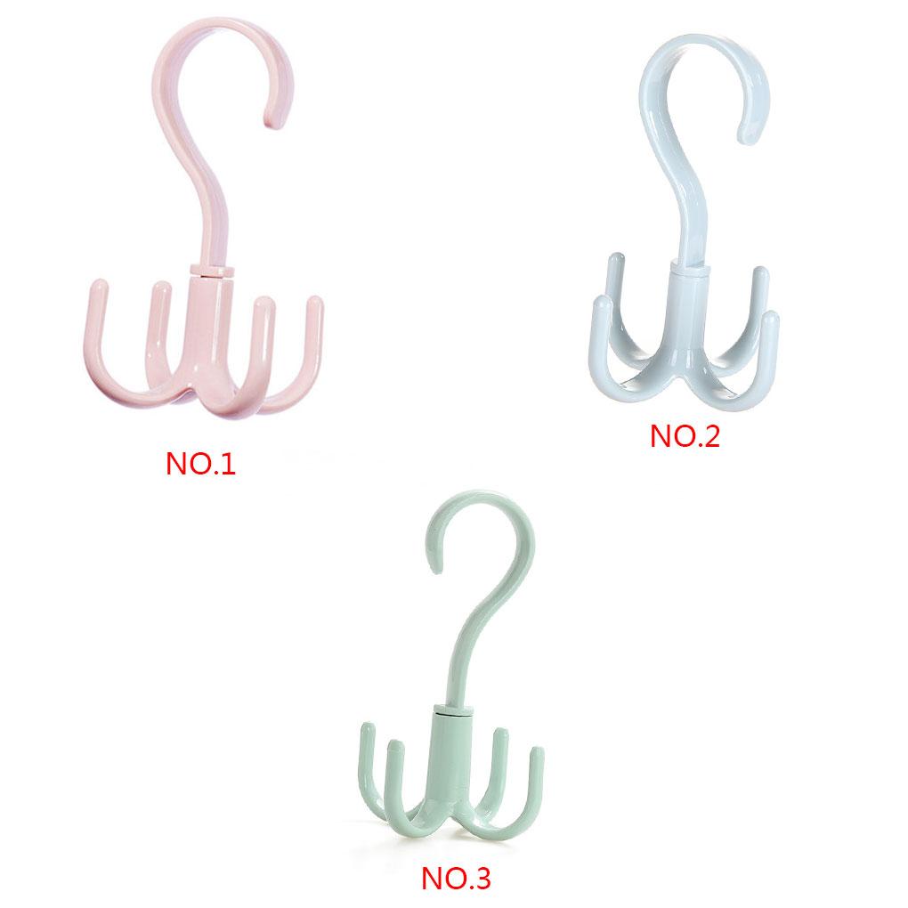 360 Degrees Rotated 4 Hooks Plastic Hanger Handbag Holder Shelf Rack Organizer