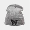 Embroidered Butterfly Knitted Pullover Hat Windproof Ski Bonnets Hat Winter Warm Skullcap