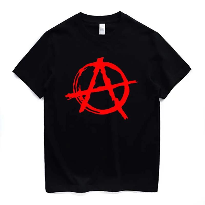 Anarchist Symbol Tshirt Punk Rock Tshirt Lunatic Evil Anarchist War Rock Pure Cotton Cool Hip Hop Oneck Mens Tshirt S