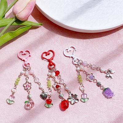 Portable Phone Charm Straps Decors Fruit Themed Phone Charm Lanyards Acrylic Aesthetic Accessory for Bag Decoration