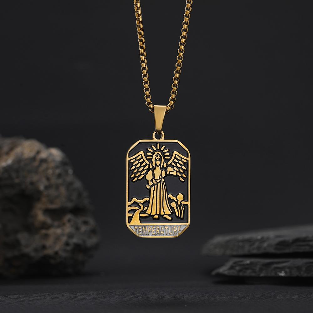 Tarot Card Neckalce Stainless Steel for Women Men Evil Eye Star Moon Sun Lovers One Piece Choker Original Design Jewelry Gifts