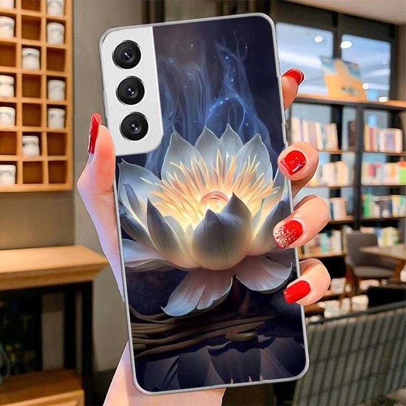 

Lotus Blue White Flowers Cover Phone Case For Samsung Galaxy S26 S25 Edge S24 Ultra S23 S22 Plus S21 S20 FE Soft Fundas Shell Ga Samsung S24