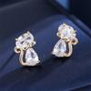 Rainbow Zircon Cute Green Small Cat Stud Earrings For Women Gold Silver Animal Ear Studs Wedding Jewelry Mother's Day Gift