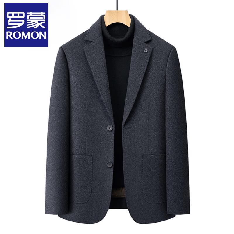 Luomeng Men's Wool Blend Business Casual Blazer with Removable Down Liner