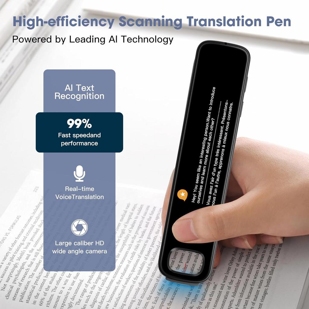Translation Scanning Pen, 142 Language Translator Pen with 3.71 Inch Touch Scree, OCR Text To Speech Scanning Reading Pen, Portable Voice Translator