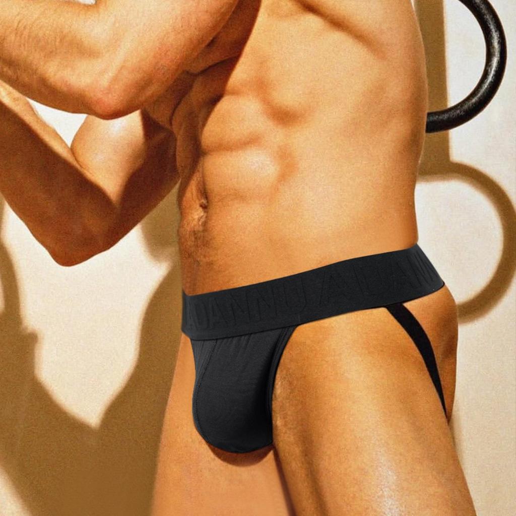 Men's Modal T-Back Thongs, Breathable Low Rise Underwear with Hip Lifting Support, Comfortable Elastic Jockstrap Style Panties