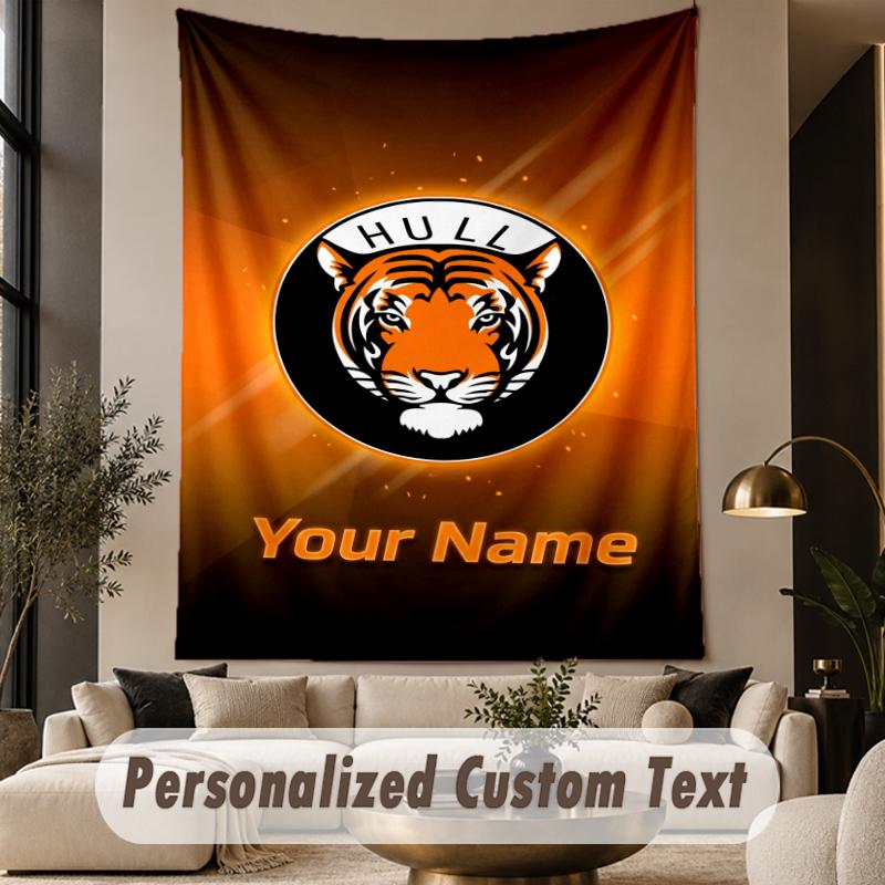Custom Text Tapestry Hull City Print Wall Tapestry Indoor Living Room Wall Decor