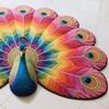 Yousheng Floor Mat Colorful 3D Peacock Design Quick-Drying Crystal Velvet Soft Absorbent Bath Rug Anti-slip Backing Easy Care Bathroom Mat