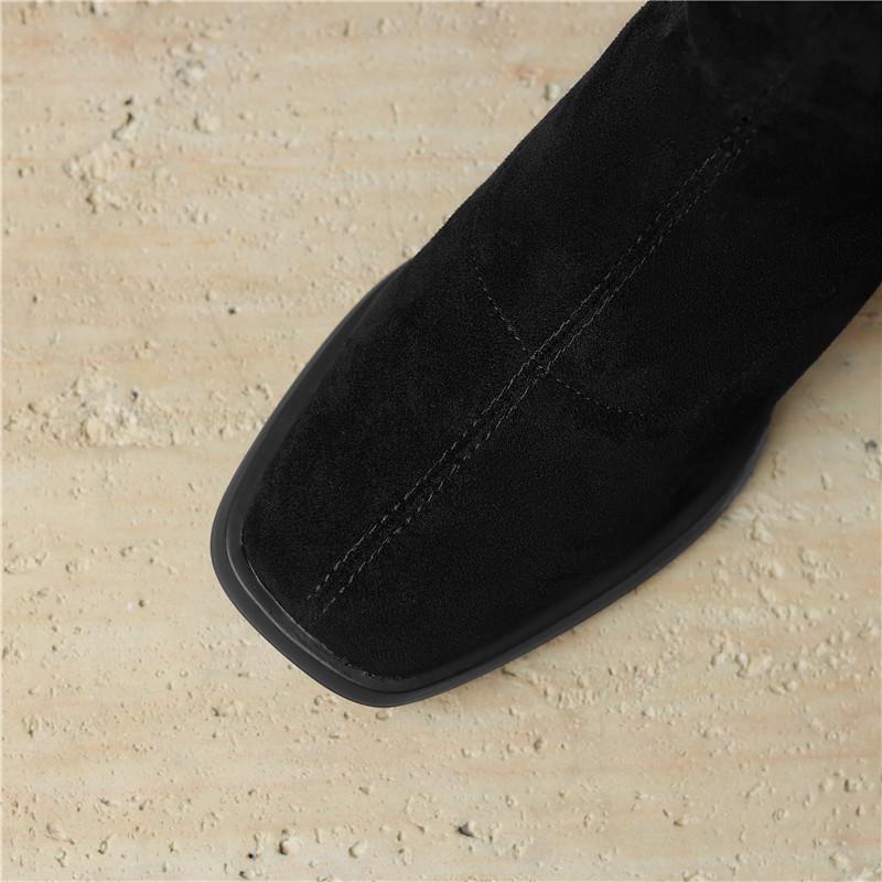 Botas de tacón alto para mujer, otoño e invierno, nuevas botas hasta la rodilla elásticas de gran tamaño y tacón grueso