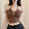 Sexy Spice Girls ins Hollow Neck Suspender Button Button Vest Women's T-Shirt Summer Slim Off-Shoulder Top Women's Trend