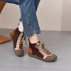 Longlin 2025 Damen Retro Colorblock Leder Stiefeletten - Weiche Sohle, Hässlich Süßer Stil