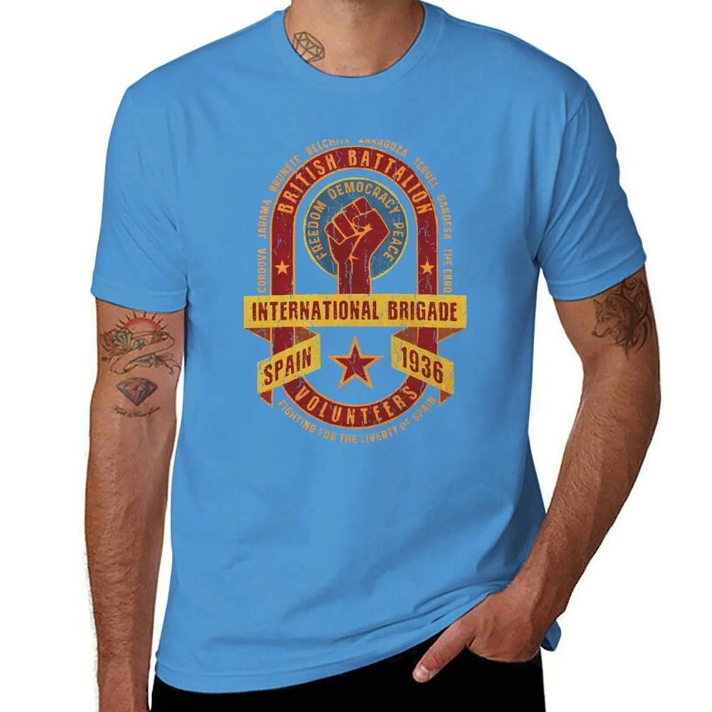 International Brigade - British Battalion T-shirt for a boy customs oversizeds quick-drying designer t shirt men