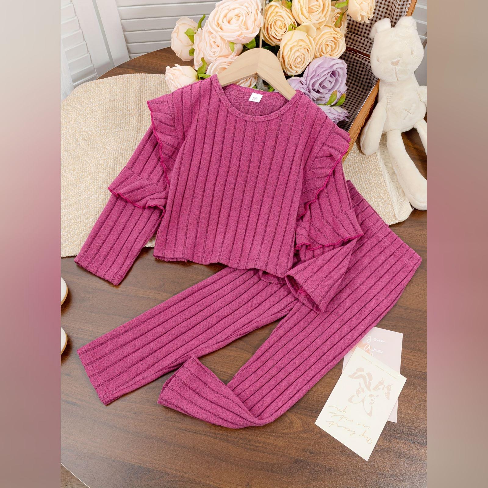 

Детский мультяшный повседневный модный комплект: топ с длинным рукавом и брюки 10Y