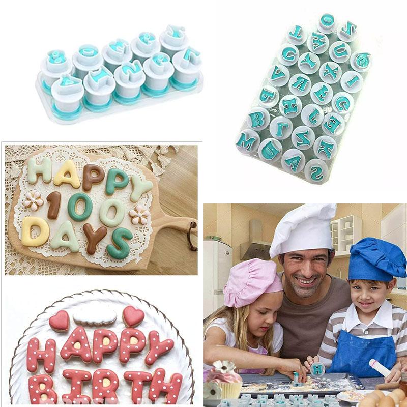 Alphabet Number Letter Fondant Mold Cake Decorating Set Icing Cutters Moulds for DIY Cookies Baking Tools Edible Letter Numbers