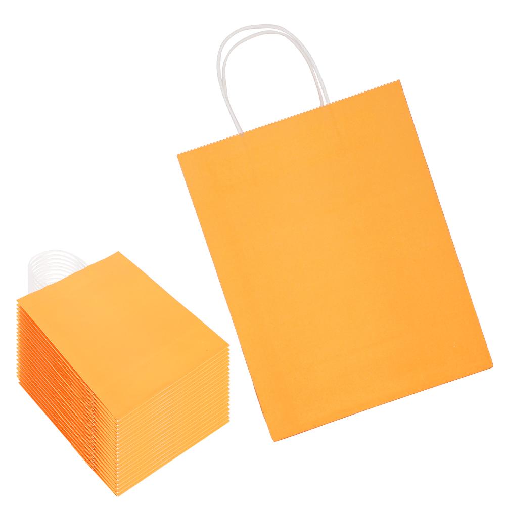 Eco‑Friendly Portable Kraft Paper Bag Shop Clothes Packaging Gift Bag (M 21 x 11 x 27.5cm)(Orange )