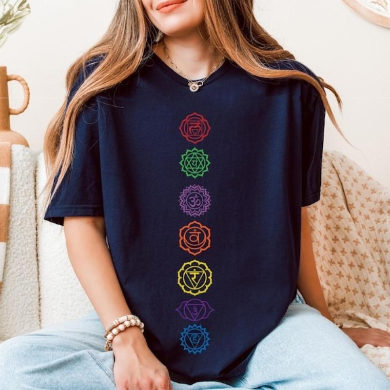 Yoga Meditation Pullover Seven Chakras Namaste Shirt Motivational Hoodie Yoga Teacher Chakra Spiritual Kawaii Clothes Tshirts S