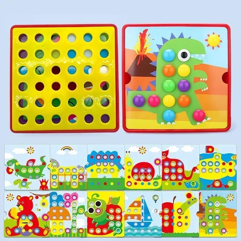 3D Houbové Nehtové Puzzle Jigsaw Hračka Montessori Hračky pro Miminka Kreslené Zvířecí Puzzle Hra Dětské Raně Vzdělávací Hračky Dětské Dárky