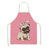 Aprons Cute Dog Printed Cotton Linen Kitchen Apron