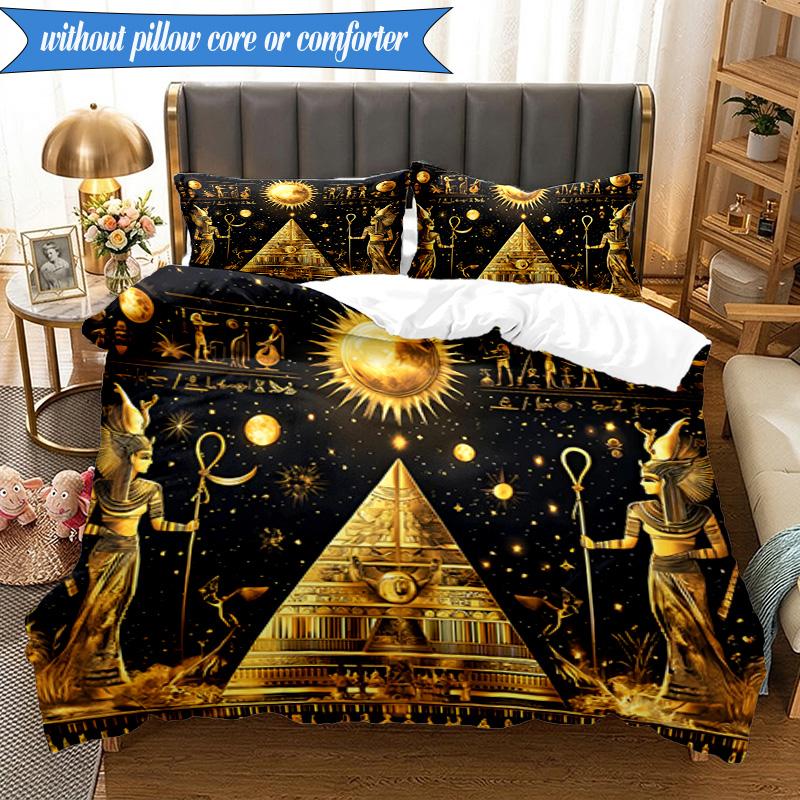 3-teiliges Bettwäsche-Set mit Pharaonen-Motiv, inklusive 1 Bettbezug und 2 Kissenbezügen. Perfekt für Schlafzimmer, Wohnheim, Weihnachtsgeschenk für Fans
