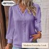 Moda Donna Casual Manica Lunga Scollo a V Bluse e Camicie