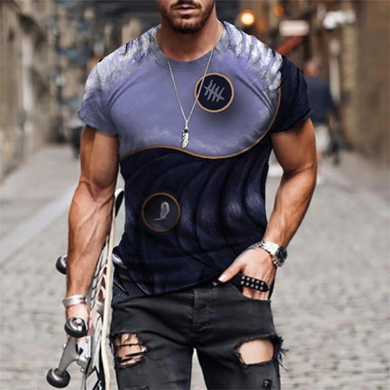 3D Tai Chi Yin Yang Printed Men's T-shirt, Street Fashion Personality,