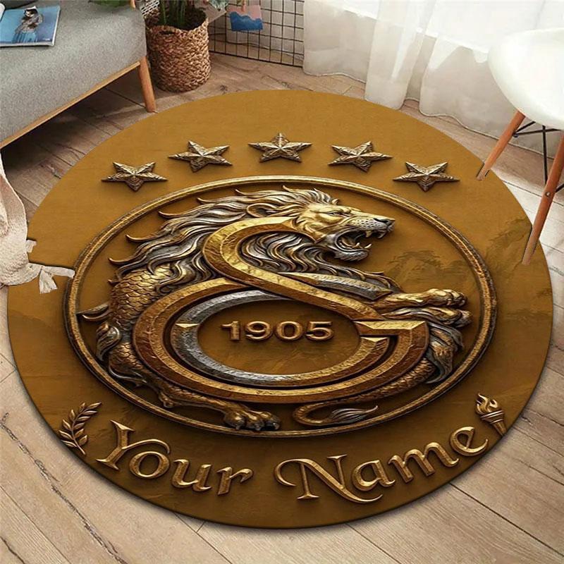 Galatasaray S Custom Name Round Area Rug,Carpet Rug for Living Room Bedroom Sofa Playroom Decor,Non-slip Floor Mat