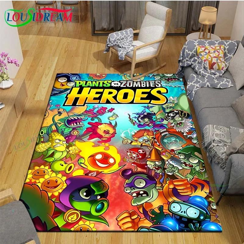 Hot Puzzle Games P-plant Vs Z-zombiee Carpet Outdoor Rug Area Rug Non-slip Carpet Bedroom Decor Carpet for Parent-child paradise