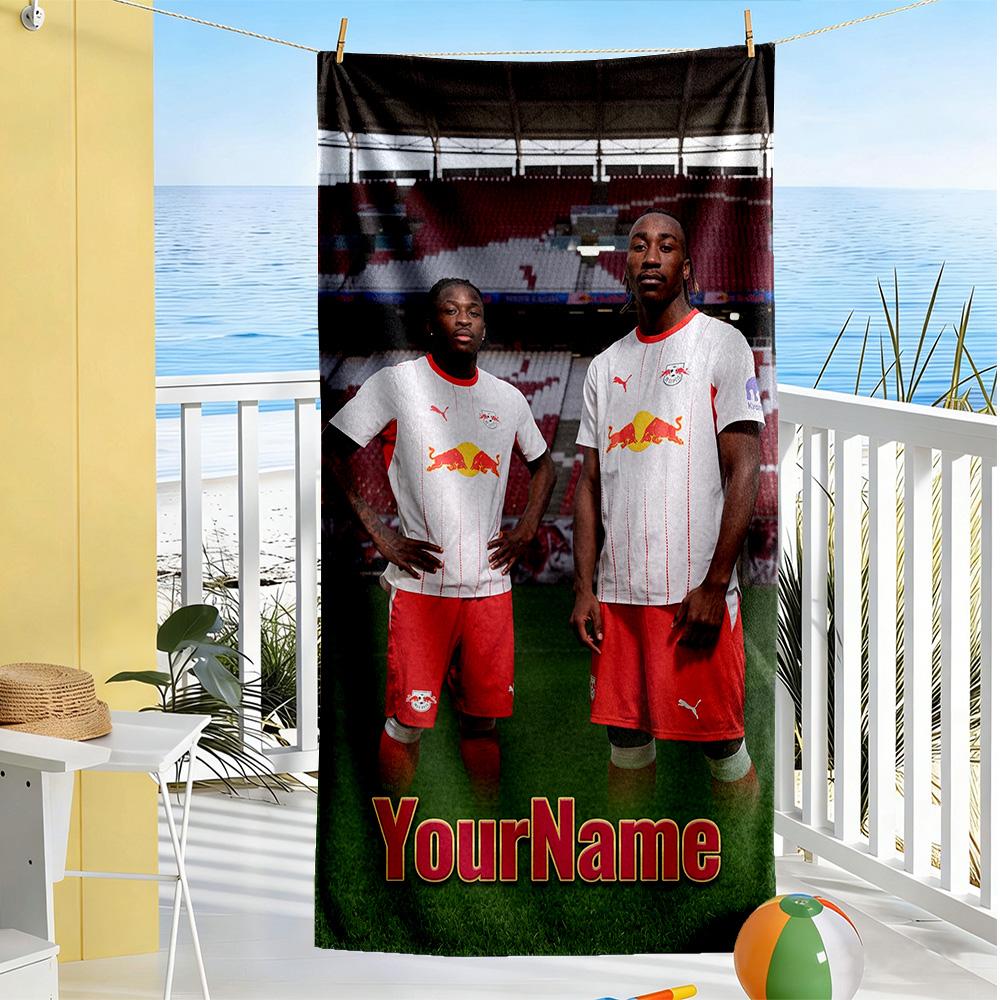 Rb Leipzig Customizable Name Beach Towel Super Soft Absorbent Suitable For Swimming Gym Camping Yoga Vacation