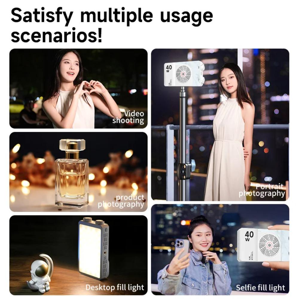 40W LED Camera Light 2800K-9000K RGB Video Light 4400mAh Rechargeable Photography Lighting Portable Light Panel