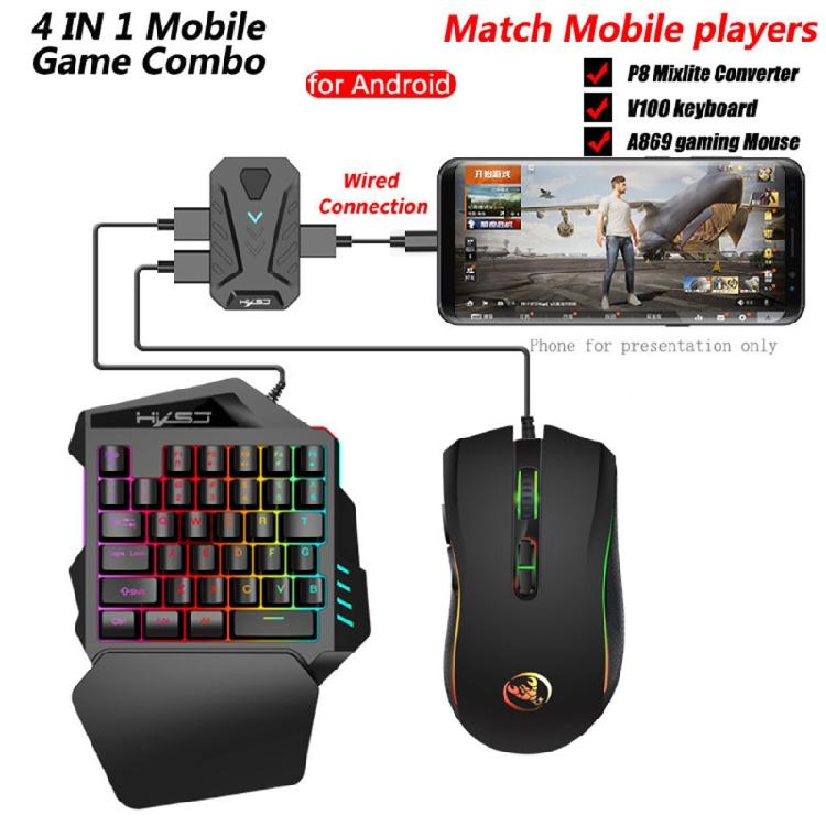 Adattatore Convertitore Gamepad Cablato Mobile Tastiera Mouse da Gioco per Edizione Android