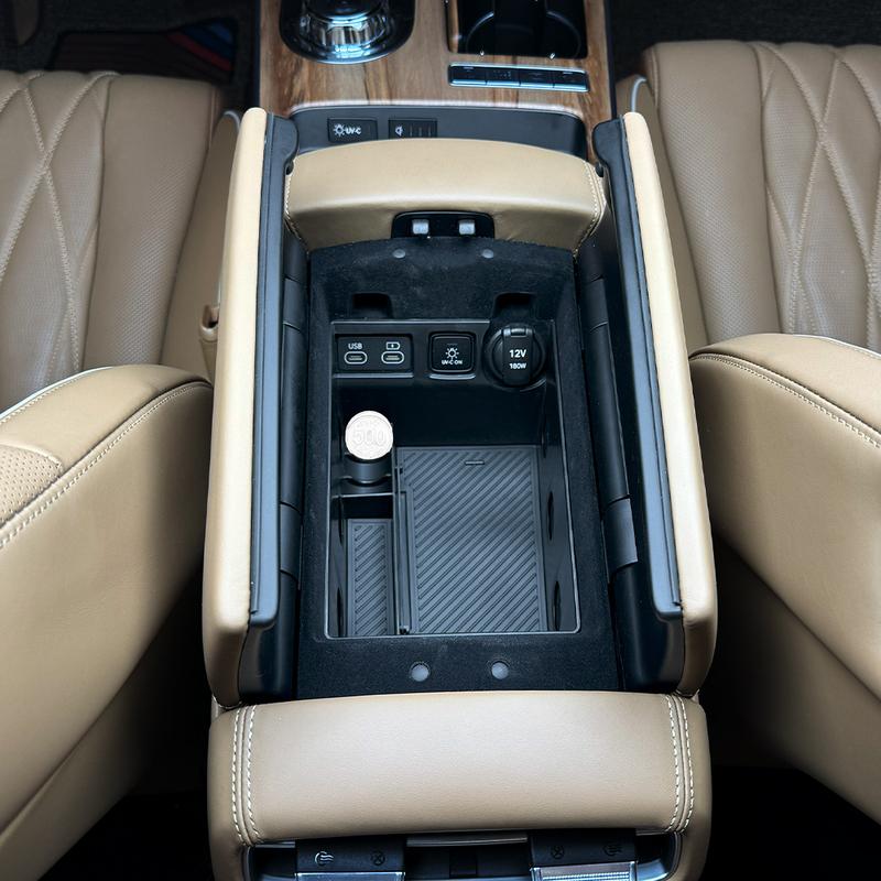 1PC Car Interior Trim Central Storage Box Console Armrest Organizer Holder black ABS For Genesis G80 RG3 PE 2025 Left-hand Drive