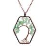 Handmade Hexagonal Tree of Life Necklace with Crushed Stone Crystals N16