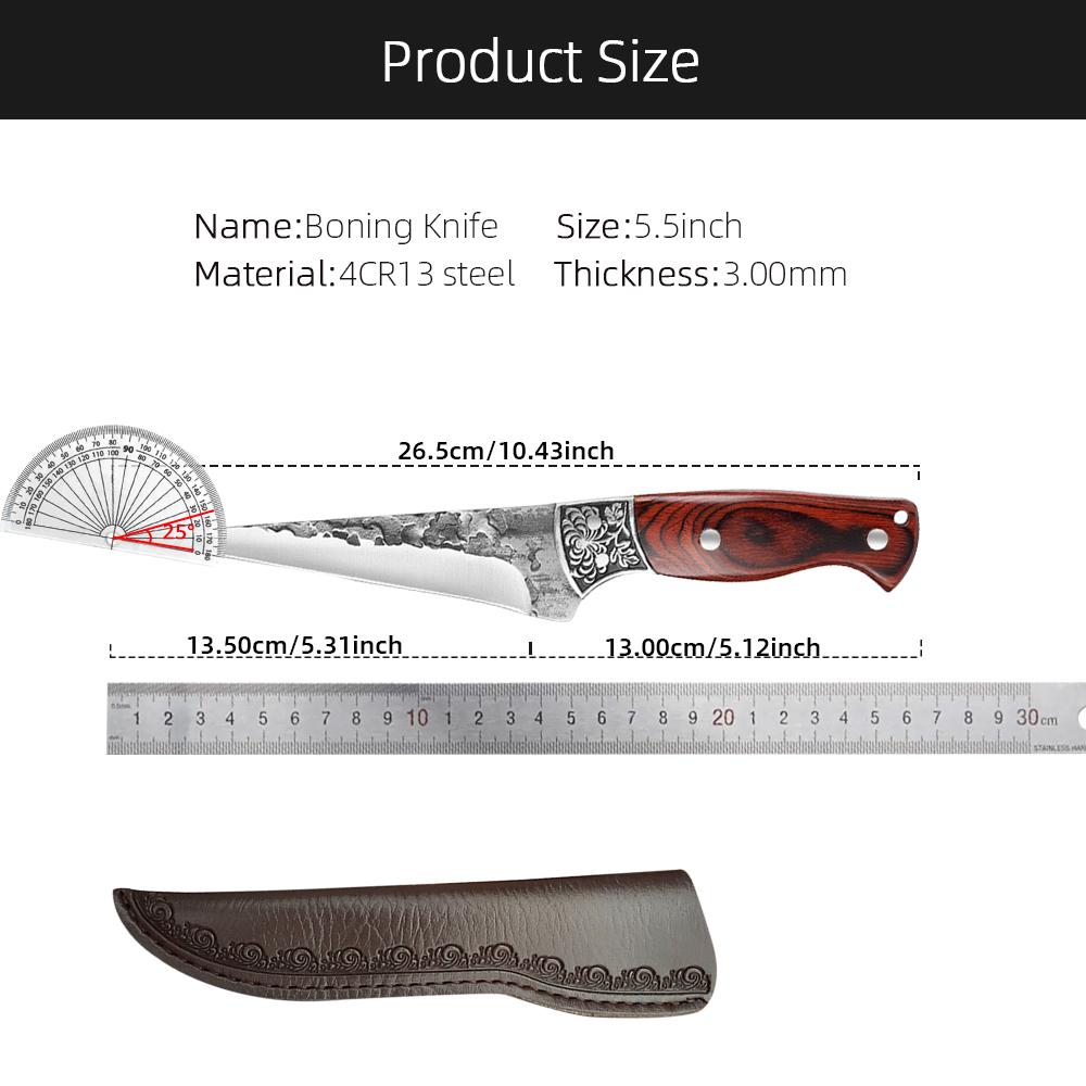 Kitchen Knives Butcher Boning Knife Hand Forged Wooden Handle Utility Knife Chef Slicing Fish Fruit Steak Knife Cleaver Meat